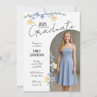 Invitation Elegant Floral Graduation 