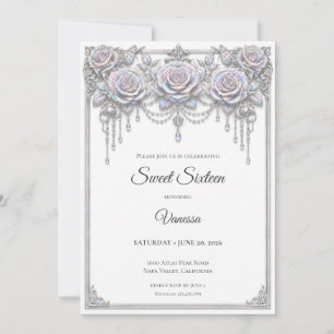 Invitation Élégant floral iridescent pour les 16 ans