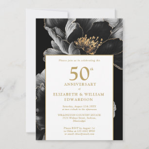 Invitation Élégant Floral Moderne Chic 50e Anniversaire