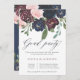 Invitation Élégant floral | Navy Blue and Plum Grad Party (Devant / Derrière)