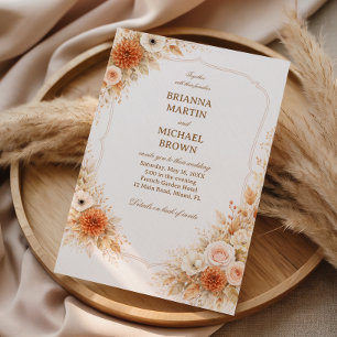 Invitation Élégant Floral Neutre Chaud