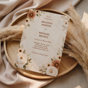 Invitation Élégant Floral Neutre Vintage