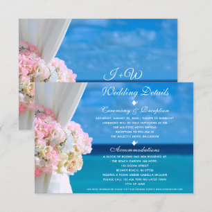 Invitation Elégant Floral Ocean Beach Détails de mariage Cart