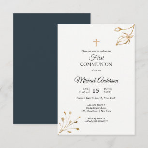 Invitation Élégant floral Première communion Événement religi