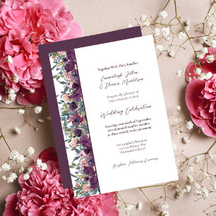 Invitation Élégant floral   Purple Mariage Garland