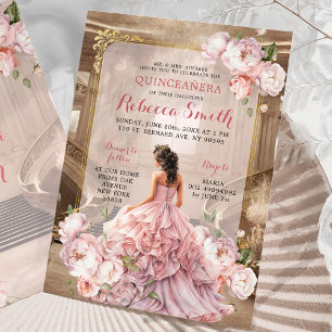 Invitation Elégant floral rose palais royal grand Quinceañera