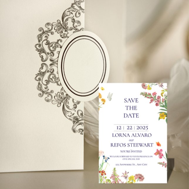Invitation Elegant Floral Save the Date Card (Créateur téléchargé)