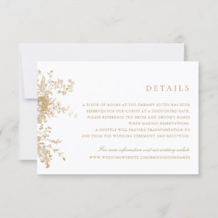 Invitation Elégant Floral Vintage Gold Détails du Mariage
