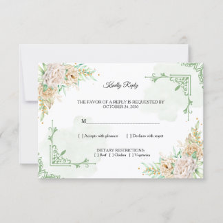 Invitation Elegant Floral Vintage Wedding RSVP Card