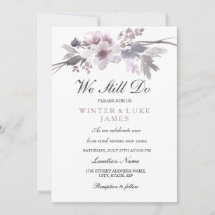 Invitation Élégant Floral Vow Renouvellement Anniversaire Inv