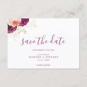 Invitation Élégant flou bordeaux simple Sauvez la date