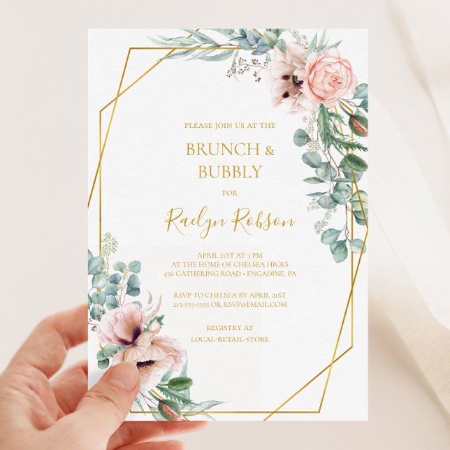 Invitation Élégant flou | Brunch et douche à bulles (Créateur téléchargé)