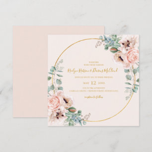 Invitation Élégant flou   Mariage Carré Pastel