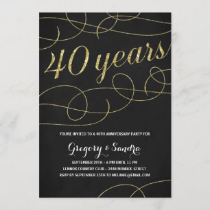 Invitation Elegant Flourish   Faux Or En Feuille 40ème Annive