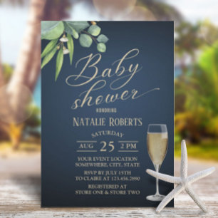 Invitation Elégant Foliage Gold Typographie Baby shower de ma