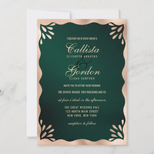 Invitation Élégant Forêt Or métallique Wavy Mariage frontière