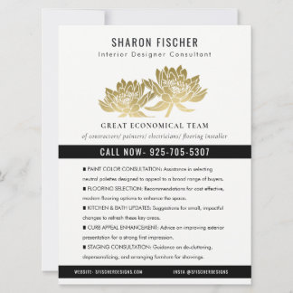Invitation Elegant Formal Faux Gold Lotus Floral Business