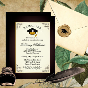 Invitation Élégant Formal Gold College Graduation Party