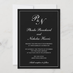 Invitation Élégant Formel Traditionnel Monogramme Mariage noi