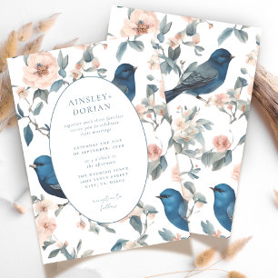 Invitation Élégant Français Vintage Bleu Chinoiserie Mariage