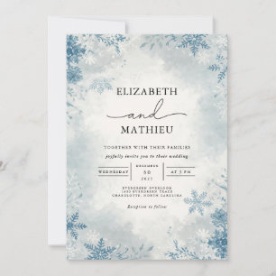 Invitation Elégant Frost Blue Winter Botanique Mariage