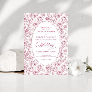Invitation Élégant Fuchsia Rose Poussiéreux Toile Roses Maria