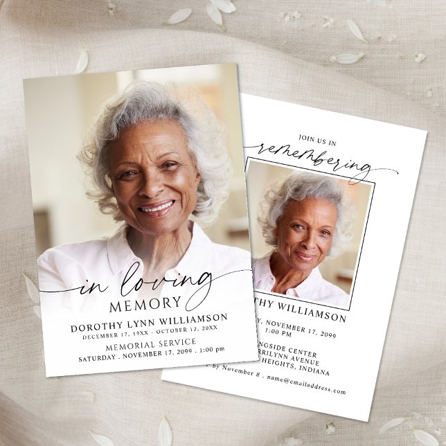 Invitation Elegant Funeral In Loving Memory Photo Memorial (Créateur téléchargé)