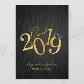Invitation Elégant Funky Gold Class de 2019 Graduation