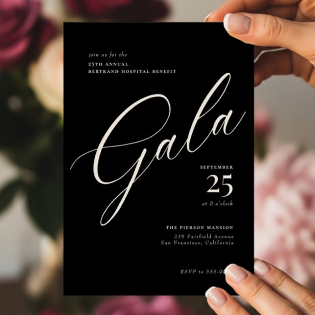 Invitation Élégant Gala de calligraphie de Cravate noire d'en (Créateur téléchargé)