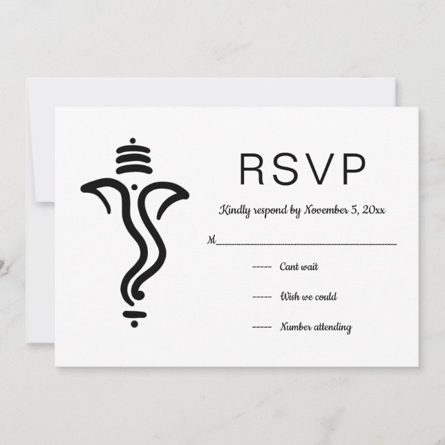 Invitation Élégant Ganesh simple| Indian God RSVP (Devant)