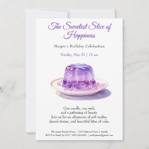 Invitation Elégant gâteau d'aquarelle violet Anniversaire Inv