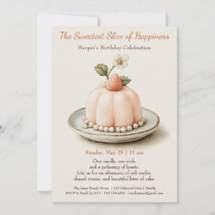 Invitation Elégant gâteau rose Aquarelle Anniversaire Invitat