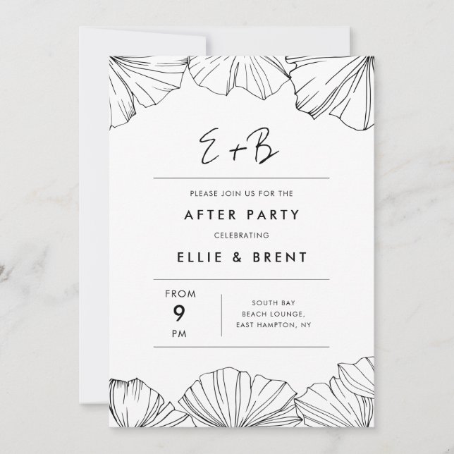 Invitation Elégant Ginkgo Biloba mariage après la fête (Devant)