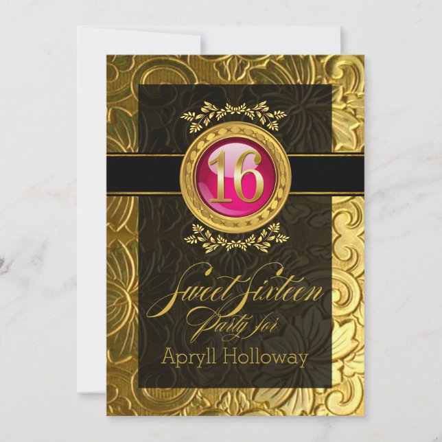 Invitation Élégant Glamor Embossé Sweet sixteen (Devant)