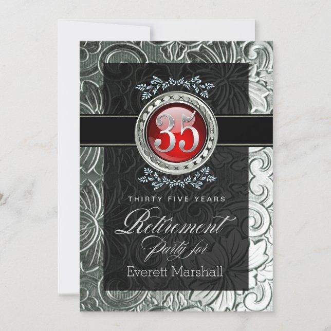 Invitation Élégant Glamor Parti de retraite bossée (Devant)