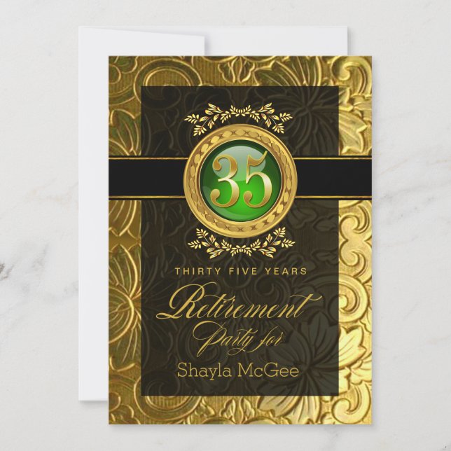 Invitation Élégant Glamor Parti de retraite bossée (Devant)