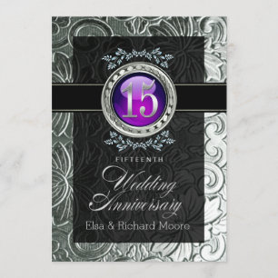 Invitation Élégant Glamour Gaufrage 15e Anniversaire