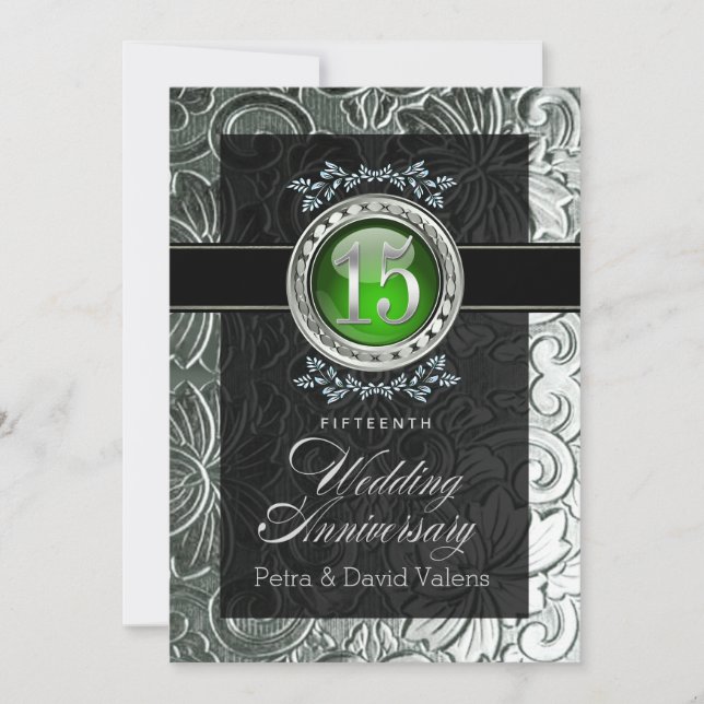 Invitation Élégant glamour inscrit 15e anniversaire (Devant)