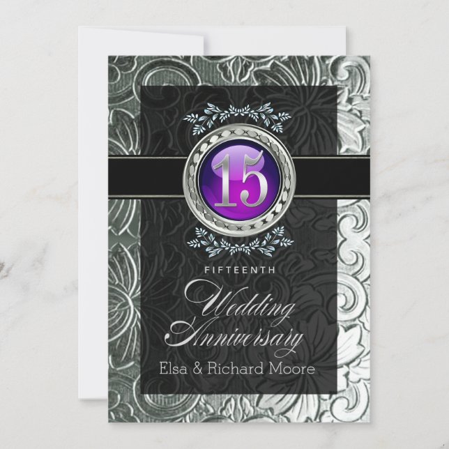 Invitation Élégant glamour inscrit 15e anniversaire (Devant)