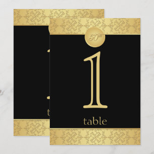 Invitation Elégant Gold 50th Anniversary Numéro de tableau