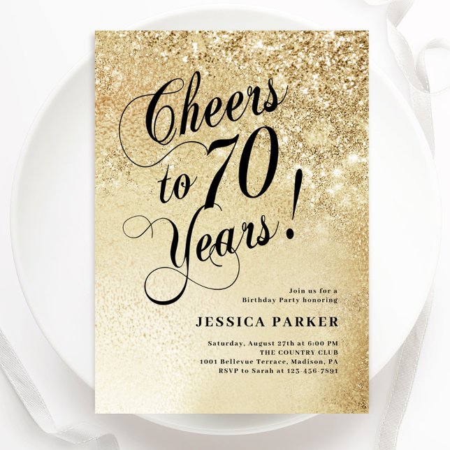 Invitation Elégant Gold 70e anniversaire (Créateur téléchargé)