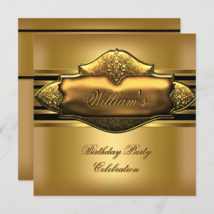 Invitation Elégant Gold Birthday Party Mens 60e