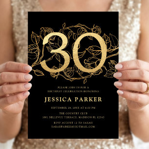 Invitation Elégant Gold Black 30e anniversaire