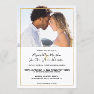Invitation Elegant Gold Black Calligraphy Mariage photo
