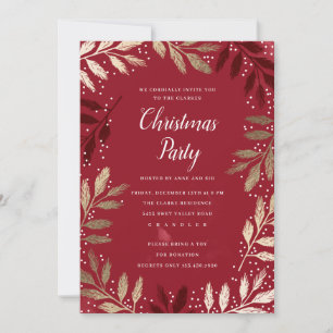 Invitation Élégant Gold Branch Foliage Noël Party