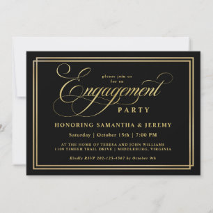 Invitation Elégant Gold Calligraphy Engagement Party