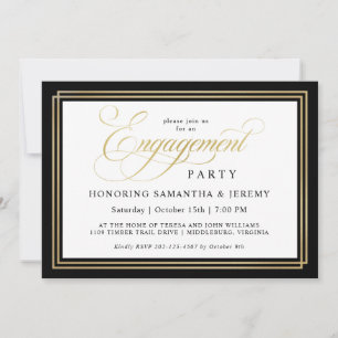 Invitation Elégant Gold Calligraphy Engagement Party
