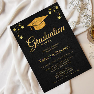 Invitation Elégant Gold Calligraphy Graduation