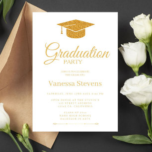 Invitation Elégant Gold Calligraphy Graduation