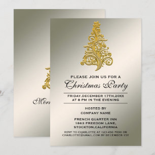 Invitation Elégant Gold Christmas Tree Corporate Party